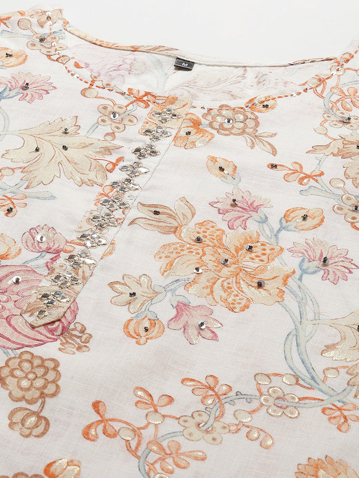 Floral Printed Muslin Kurta