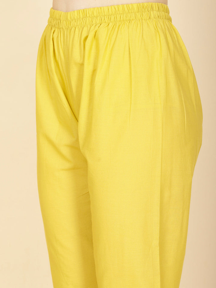 Floral Printed Cotton Anarkali Kurta With Pants