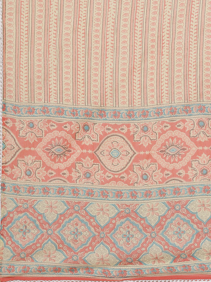 Printed Cotton Kurta With Pant &amp; Cotton Dupatta