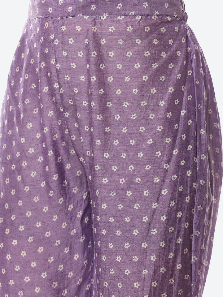Floral Printed Muslin Kurti With Pant &amp; Jacket