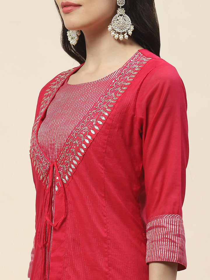 Plain Chanderi Kurta With Pants