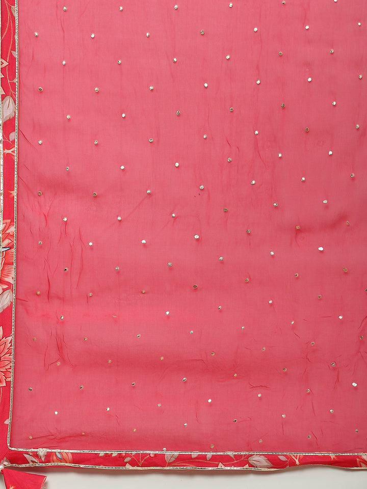 Floral Digital Printed Chanderi Kurta With Garara &amp; Dupatta