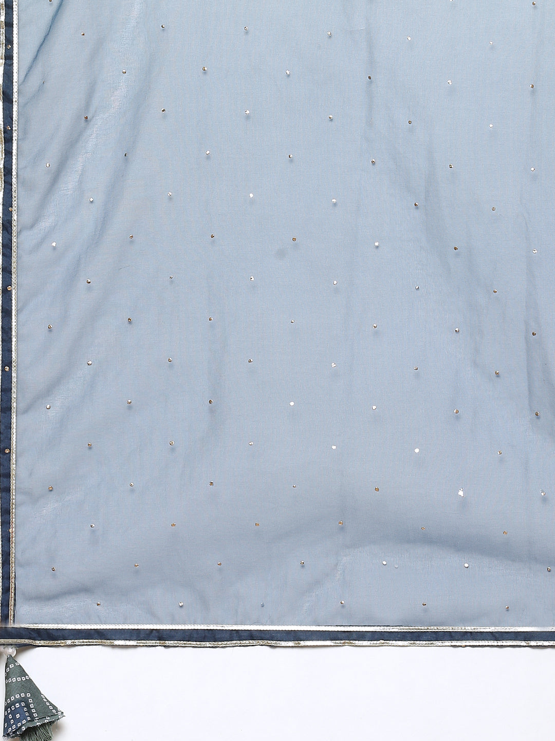 Printed Gota Neck Cotton Kurta With Pant &amp; Dupatta