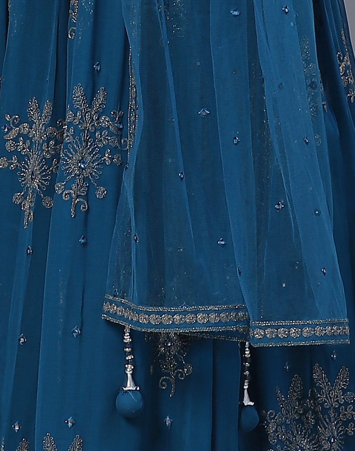 Georgette Lehenga Paired With Matching Crop Top