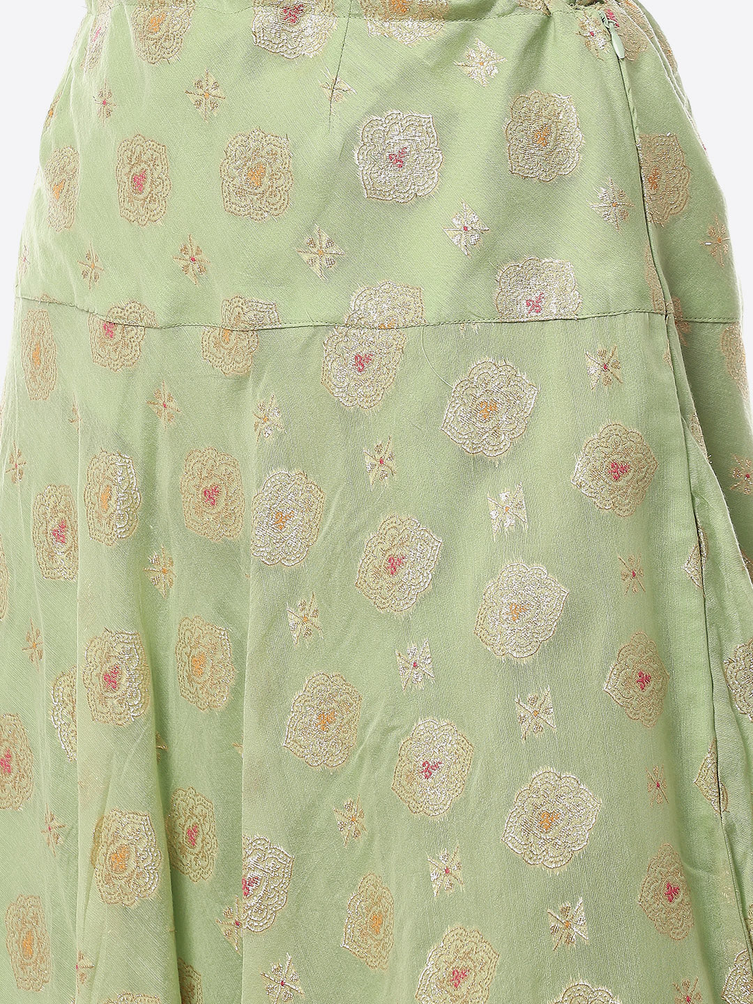 Neck Patti Chanderi Kurta With Skirt