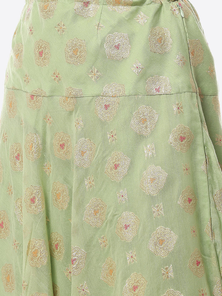 Neck Patti Chanderi Kurta With Skirt