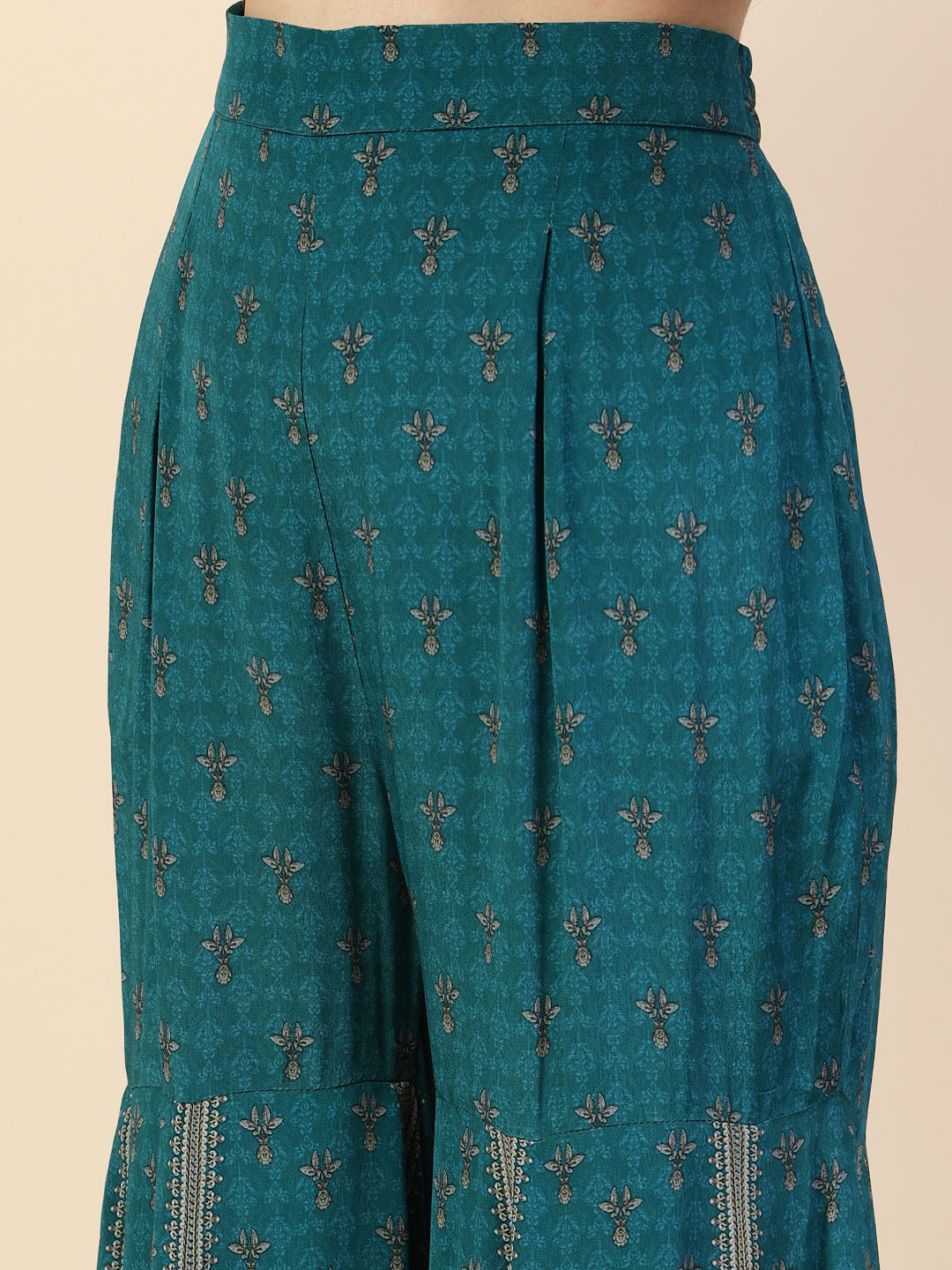 Digital Printed Crepe Kurta With Sharara &amp; Dupatta