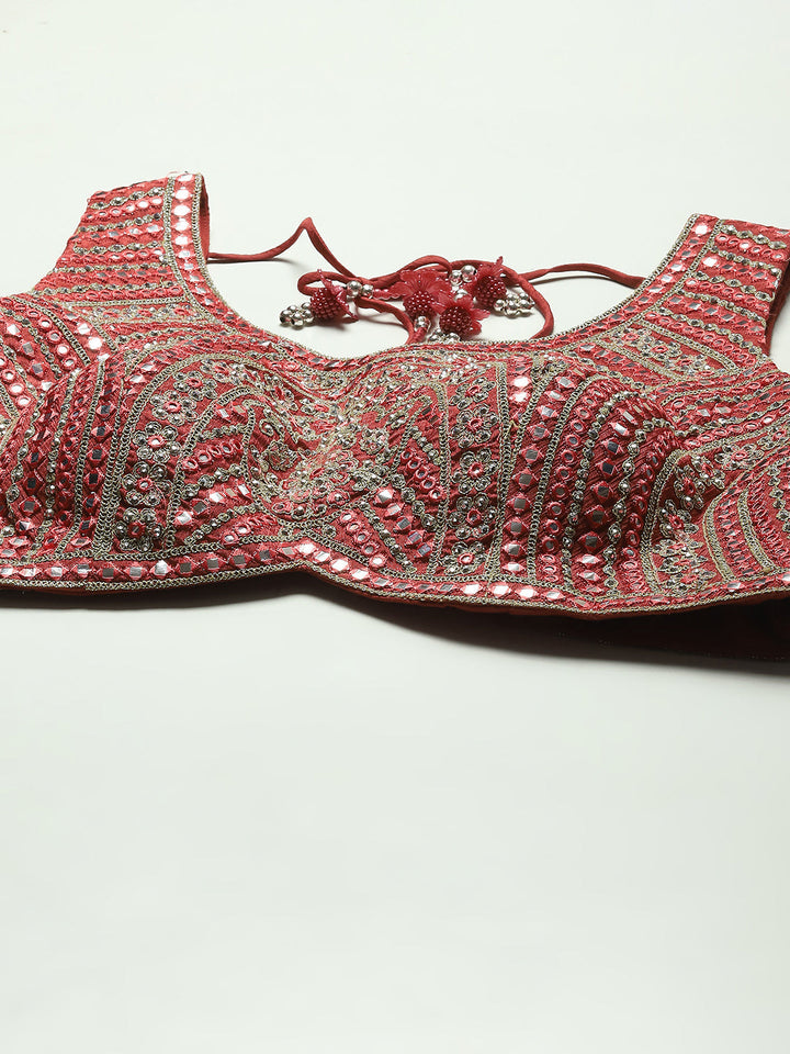 All Over Embroidered Crepe Choli With Lehenga &amp; Dupatta