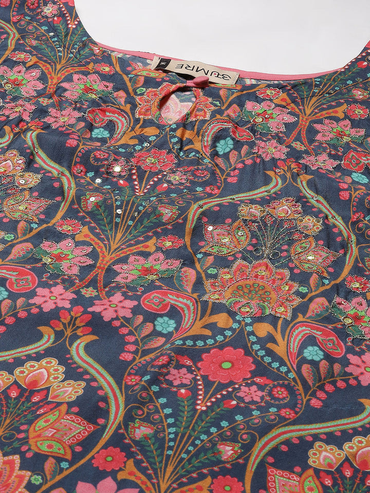 Printed Muslin Kaftan Kurta