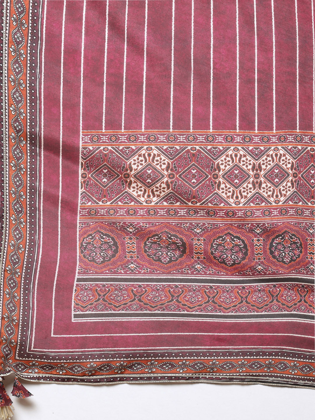 Printed Gota Neck Cotton Kurta With Palazzo &amp; Dupatta