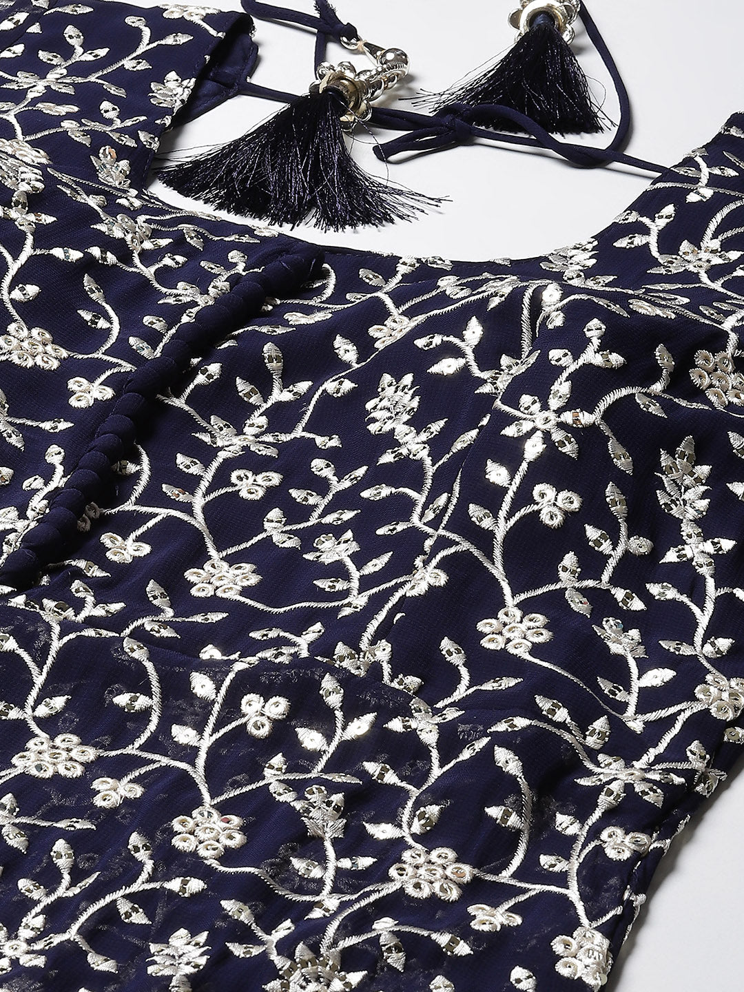 Embroidered Georgette Kurta With Palazzo &amp; Dupatta