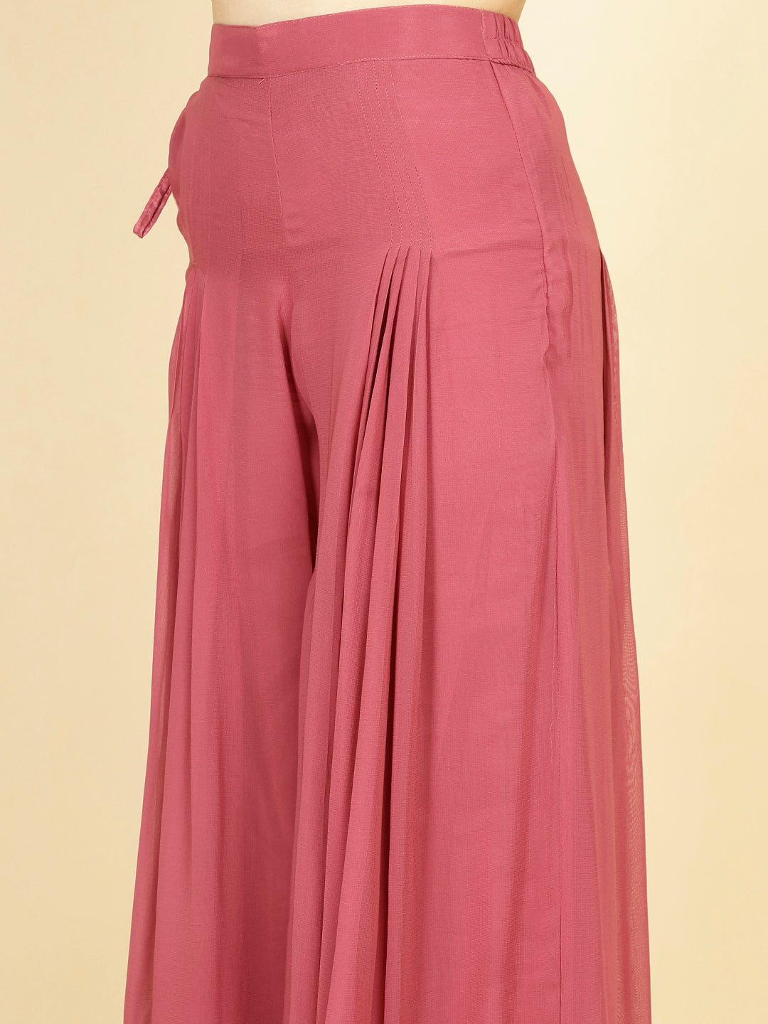 Resham Sequin Embroidery Georgette Kurta With Sharara &amp; Dupatta