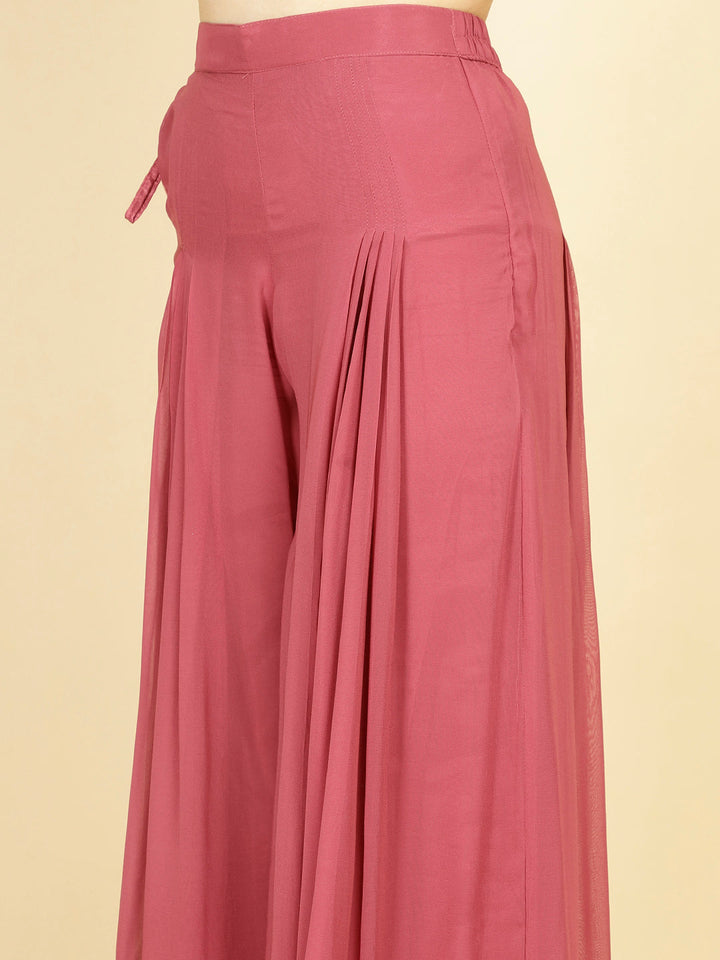 Resham Sequin Embroidery Georgette Kurta With Sharara &amp; Dupatta