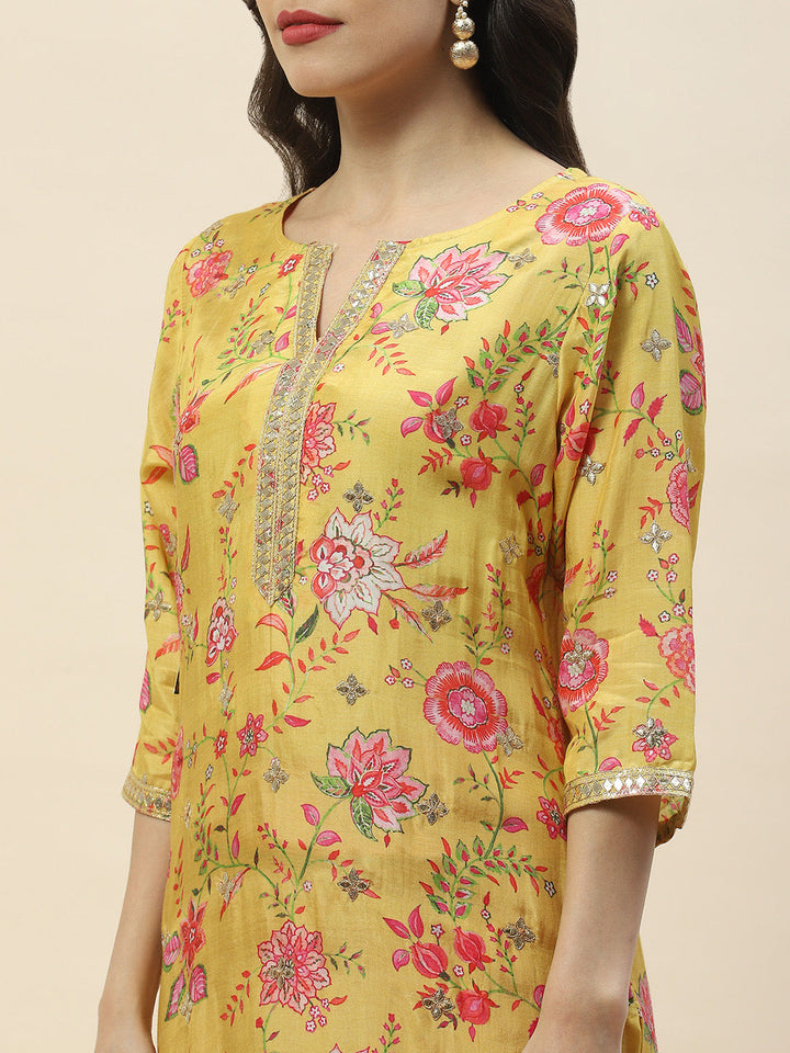 Gota Work Printed Muslin Kurta