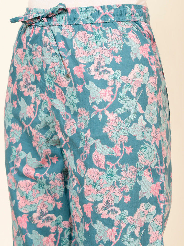 Floral Printed Cotton Kurta With Pants