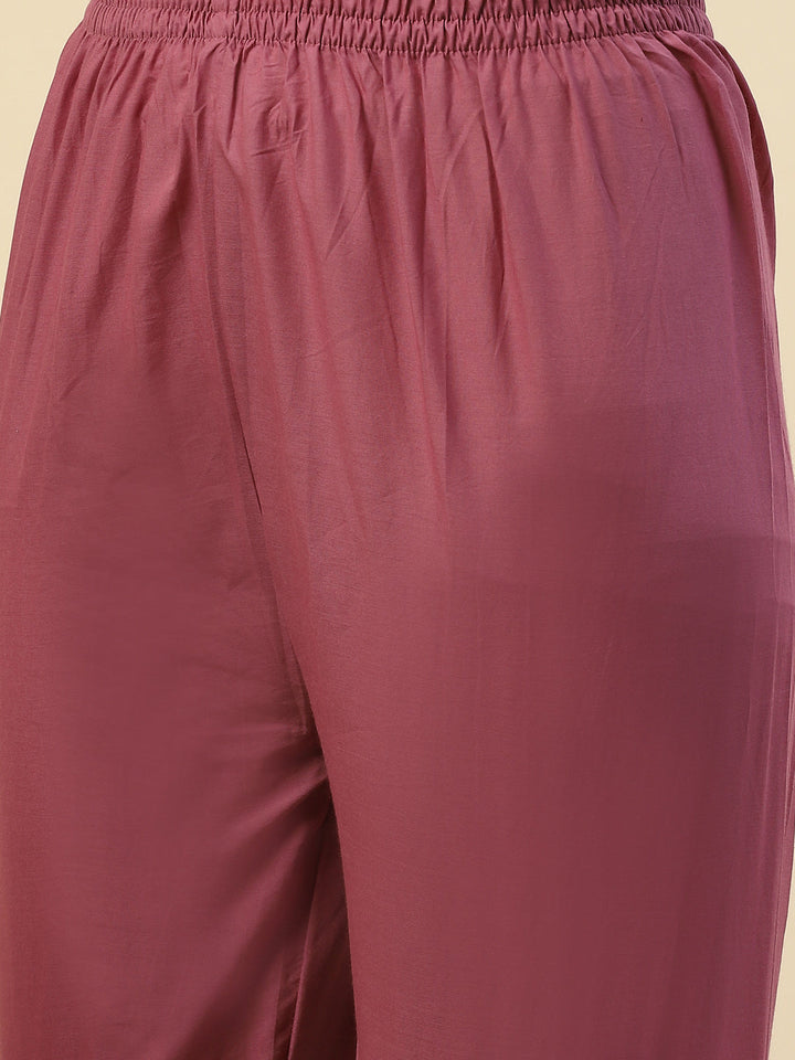 Neck Embroidered Chanderi Kurta With Pants
