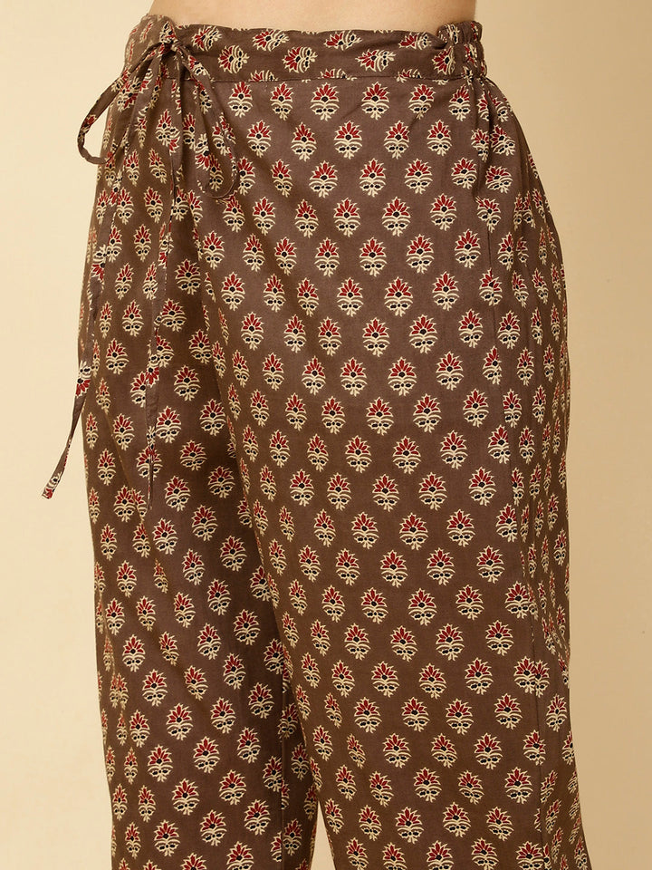 Floral Printed Cotton Kurta With Pants