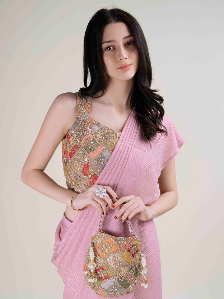 Plain Lycra Readymade Saree With Stitched Blouse