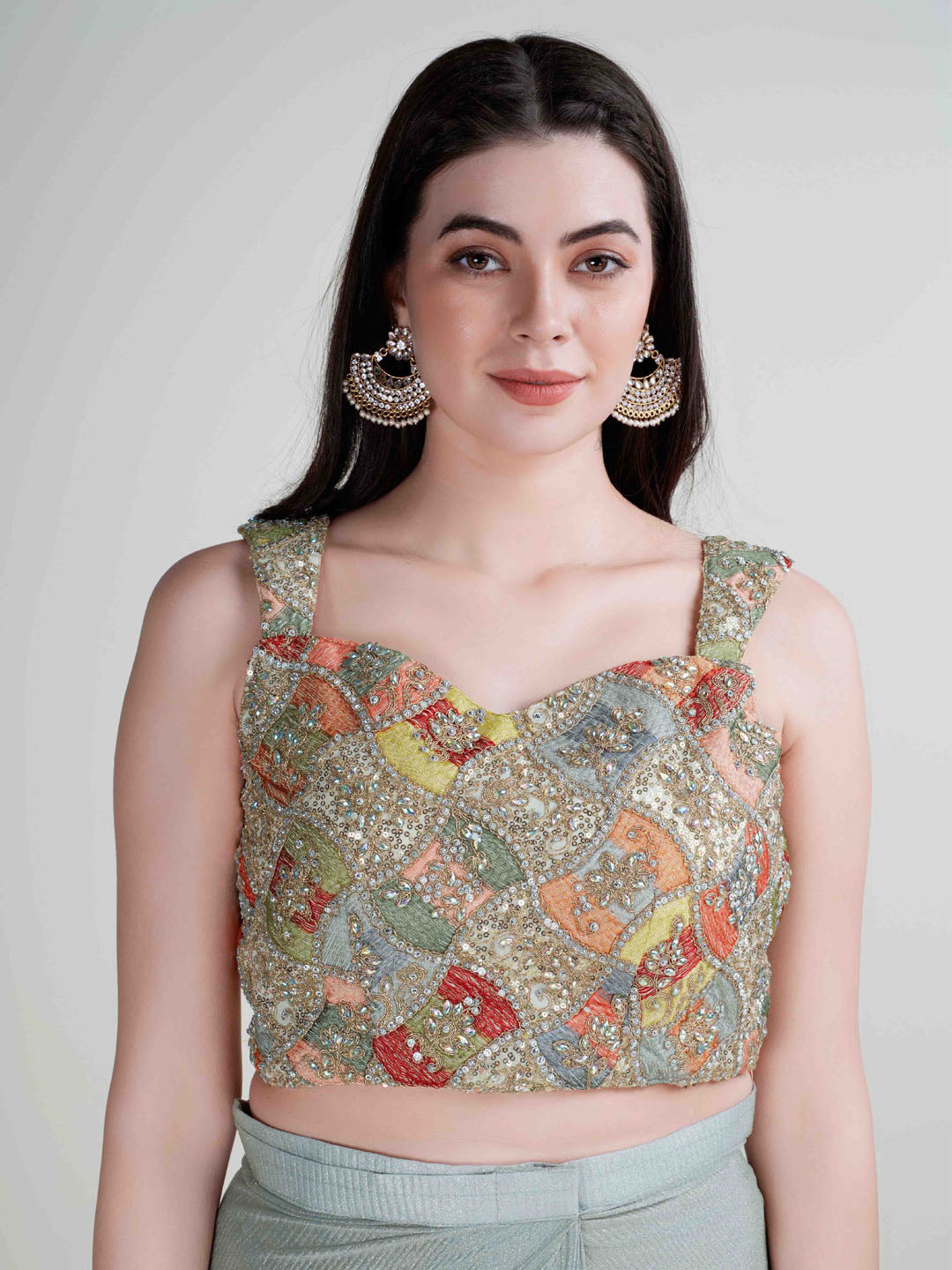 Plain Lycra Readymade Saree With Stitched Blouse
