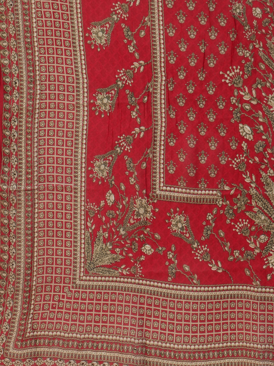 Digital Printed Crepe Kurta With Palazzo &amp; Dupatta