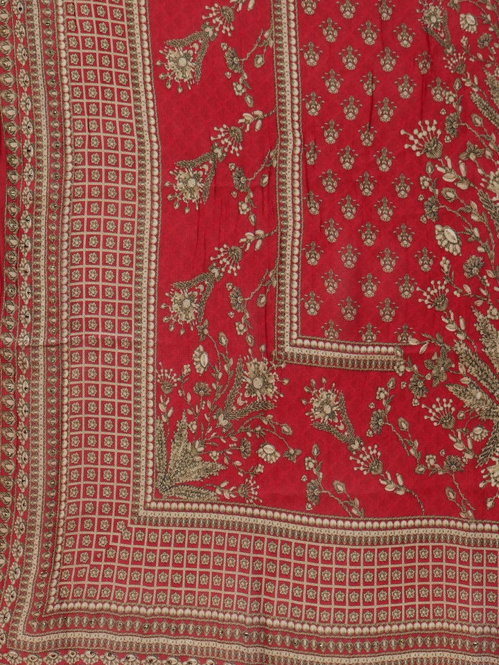 Digital Printed Crepe Kurta With Palazzo &amp; Dupatta
