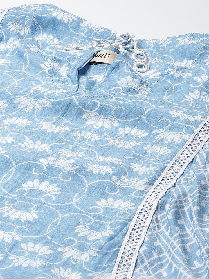 Floral Printed Muslin Kurta