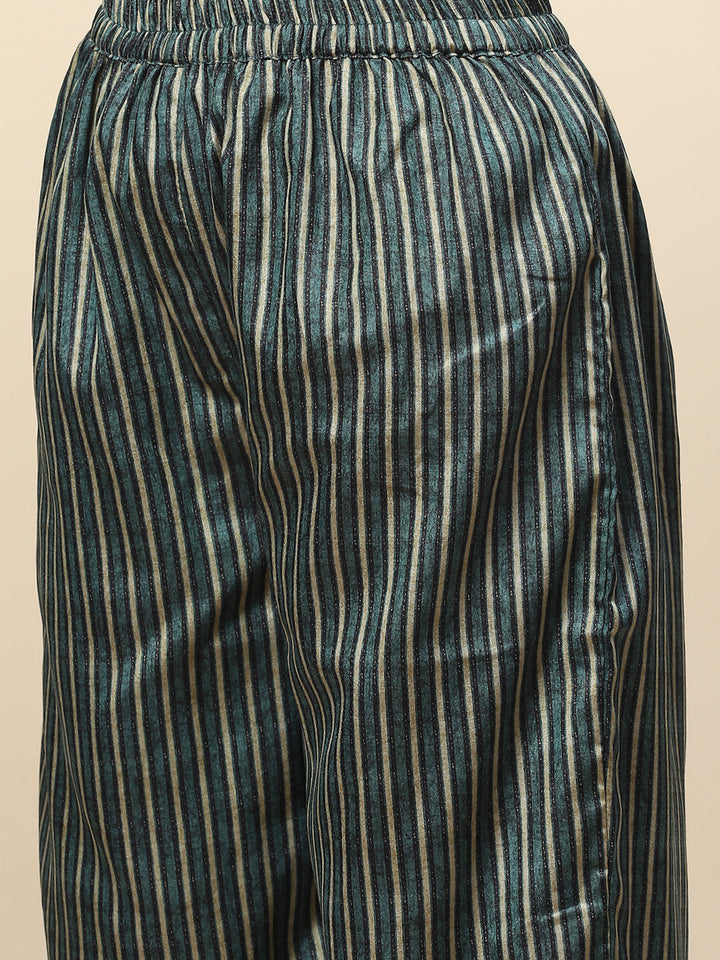 Printed Tussar Kurta with Pants &amp; Dupatta