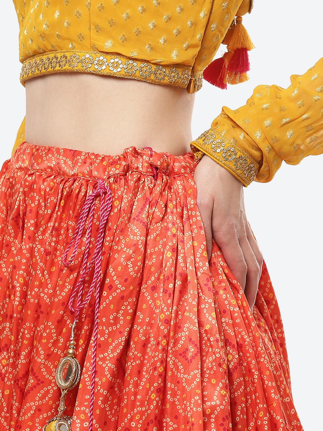 Bandhani Printed Lehenga Choli With Printed Dupatta