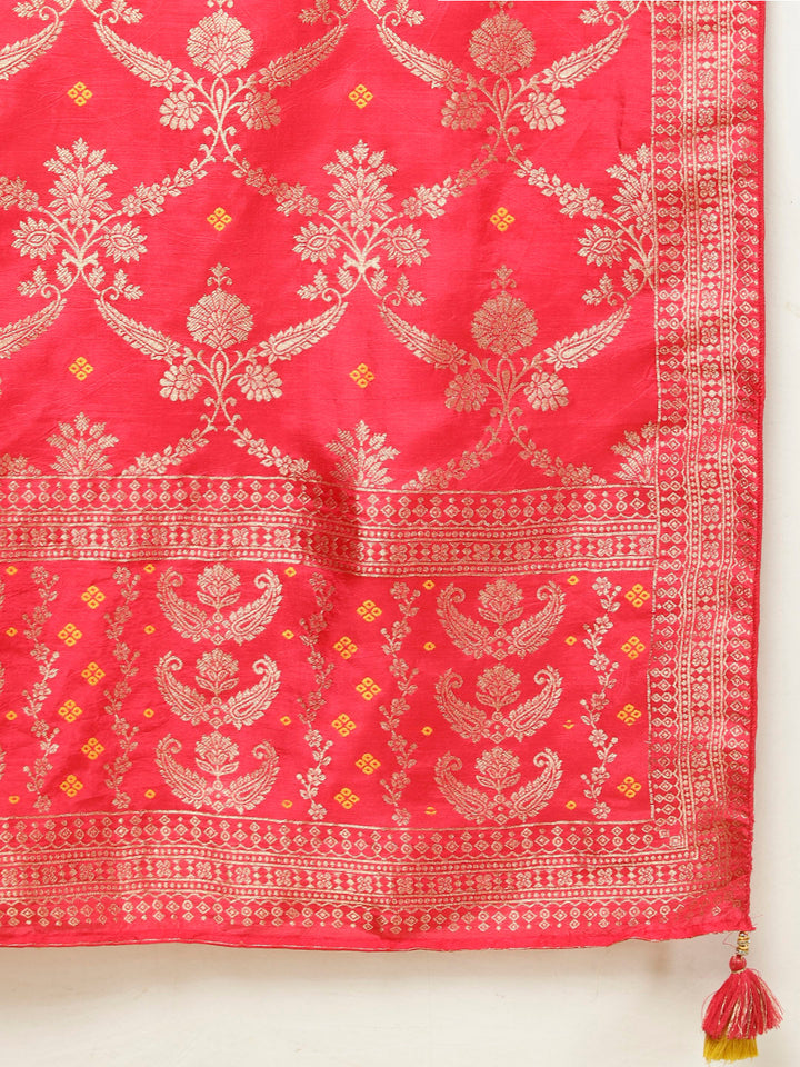Woven Banarasi Kurti With Sharara &amp; Dupatta