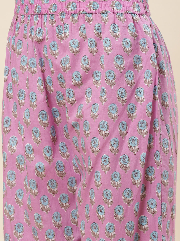 Floral Printed Cotton Kurta With Palazzo