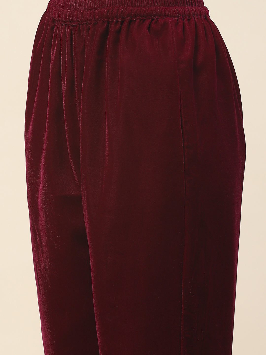 Neck Embroidered Velvet Kurta With Pants