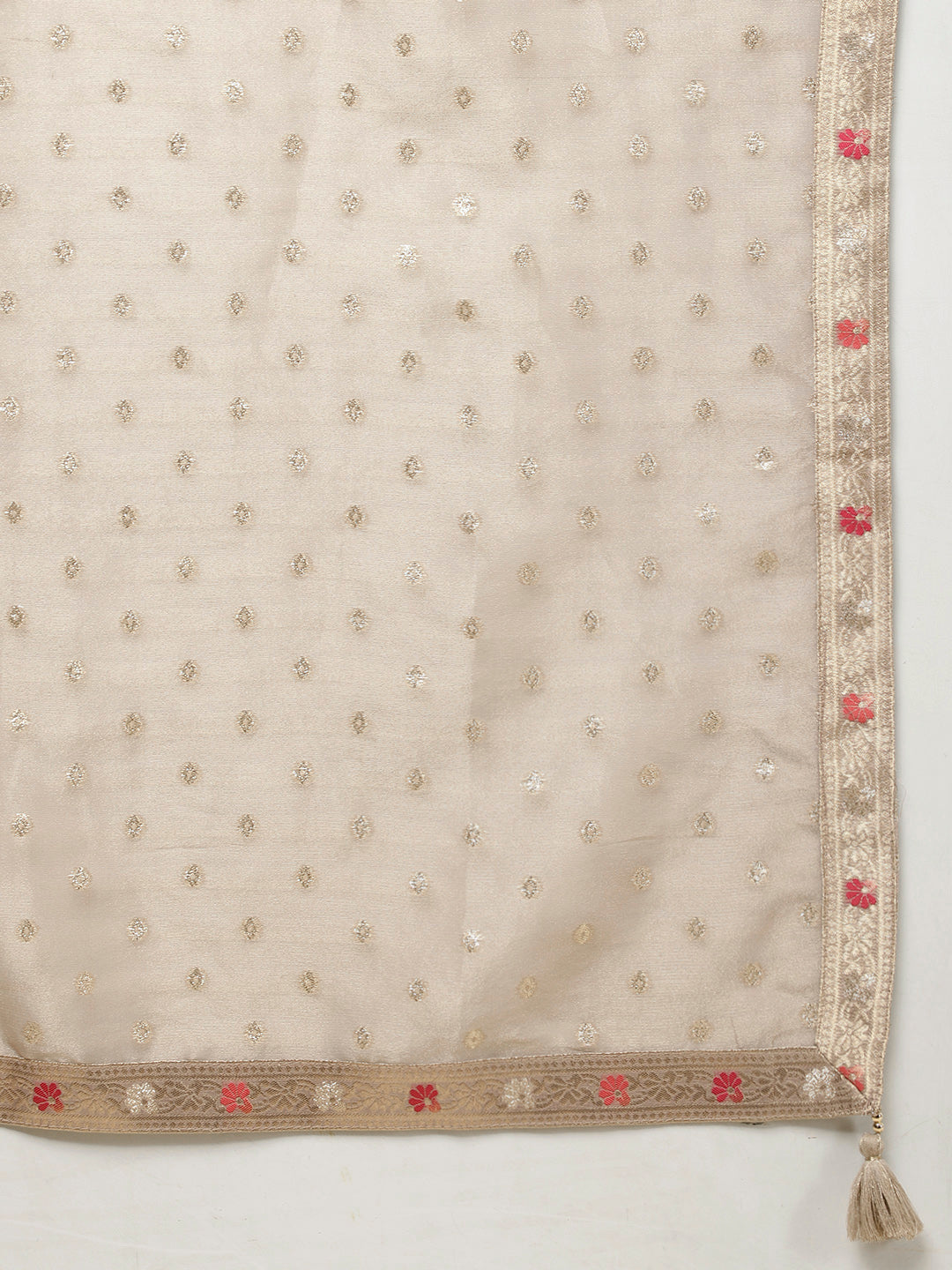 Floral Woven Tissue Kurta With Pants &amp; Dupatta