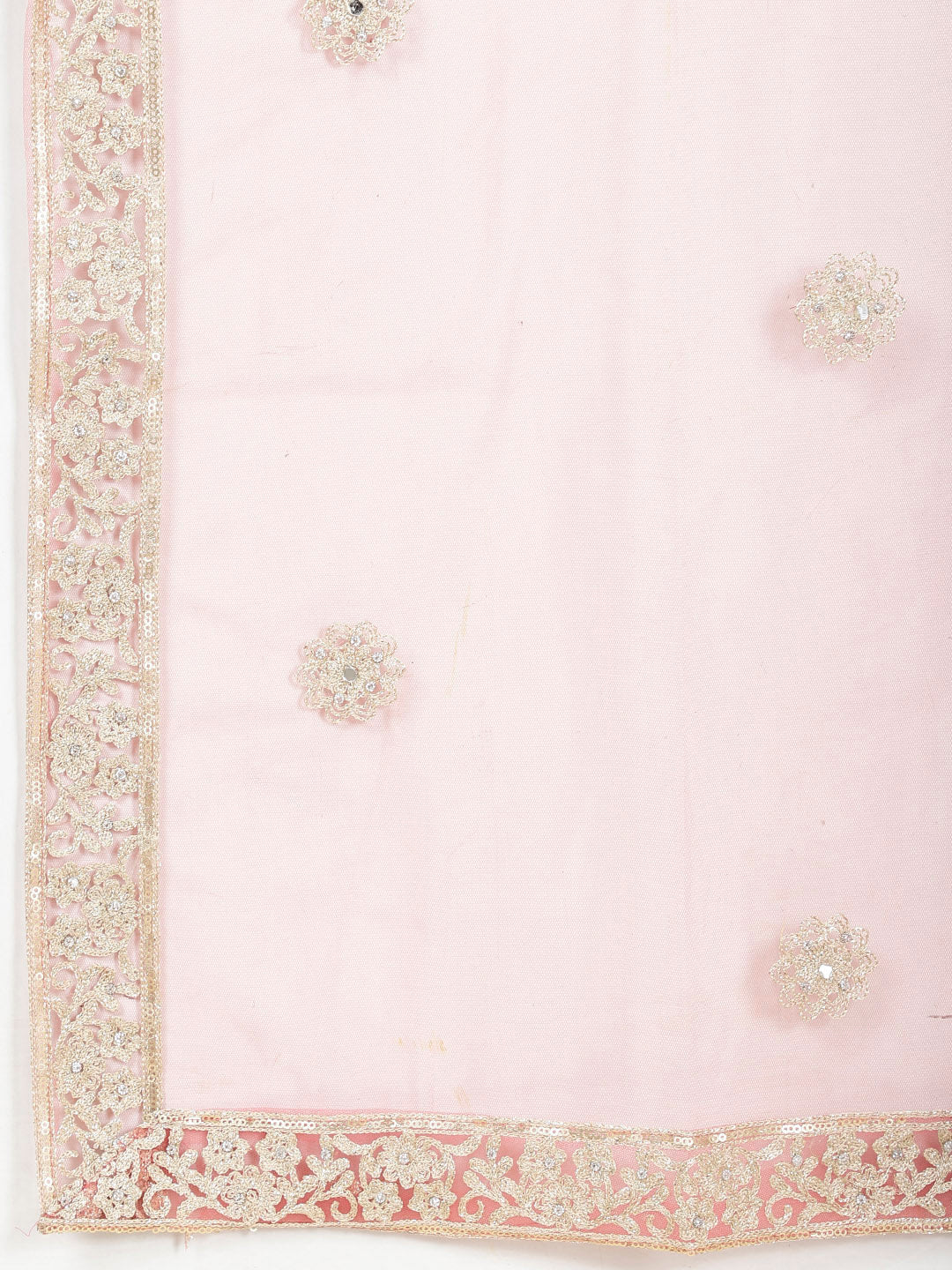 Zari Embroidered Net Choli With Lehenga &amp; Dupatta