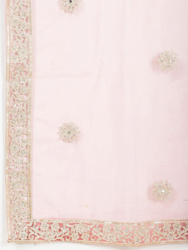 Zari Embroidered Net Choli With Lehenga &amp; Dupatta