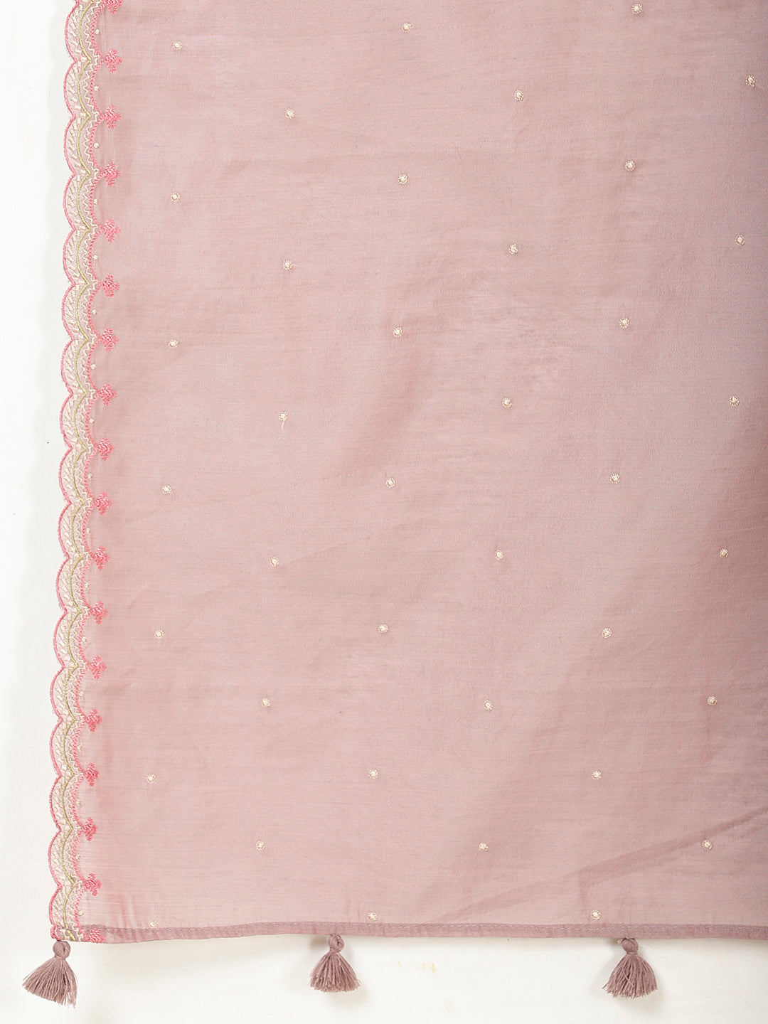 Embroidered Chanderi Kurta With Pants &amp; Dupatta