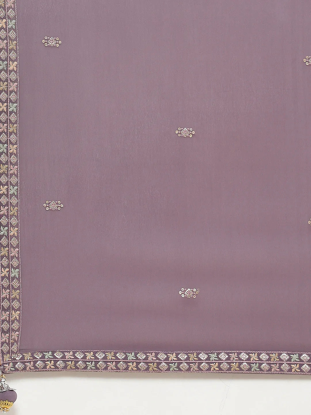 Sequin Embroidered Georgette Kurta With Palazzo &amp; Dupatta