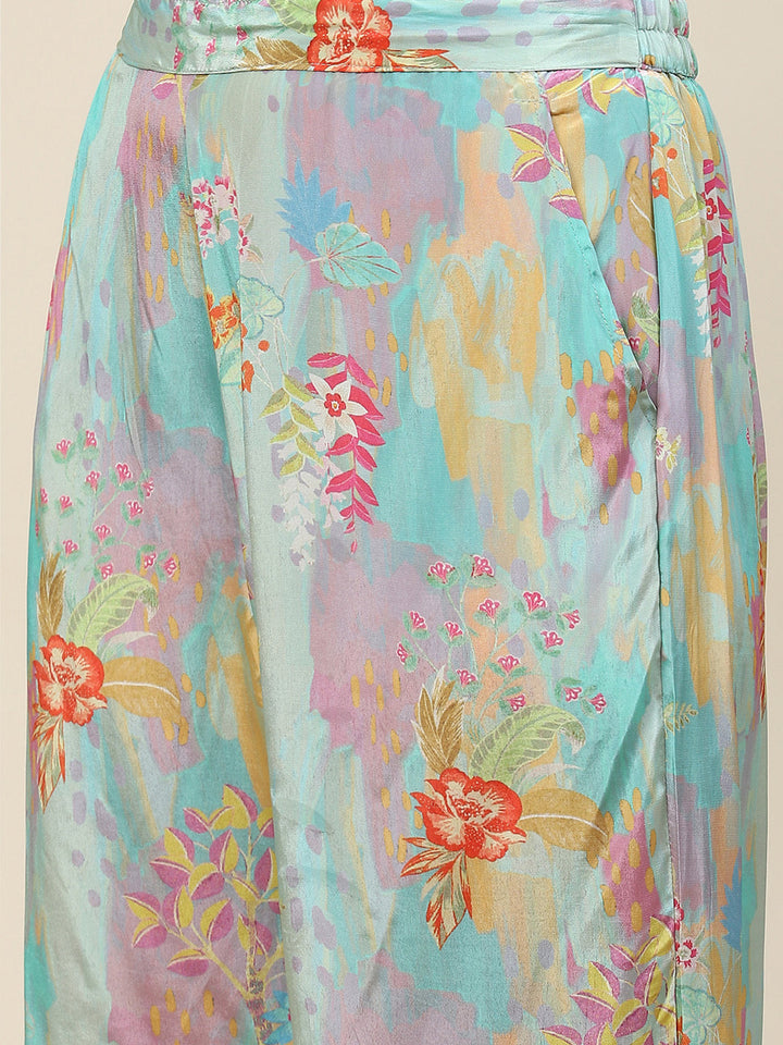 Printed Crepe Kurti With Pants