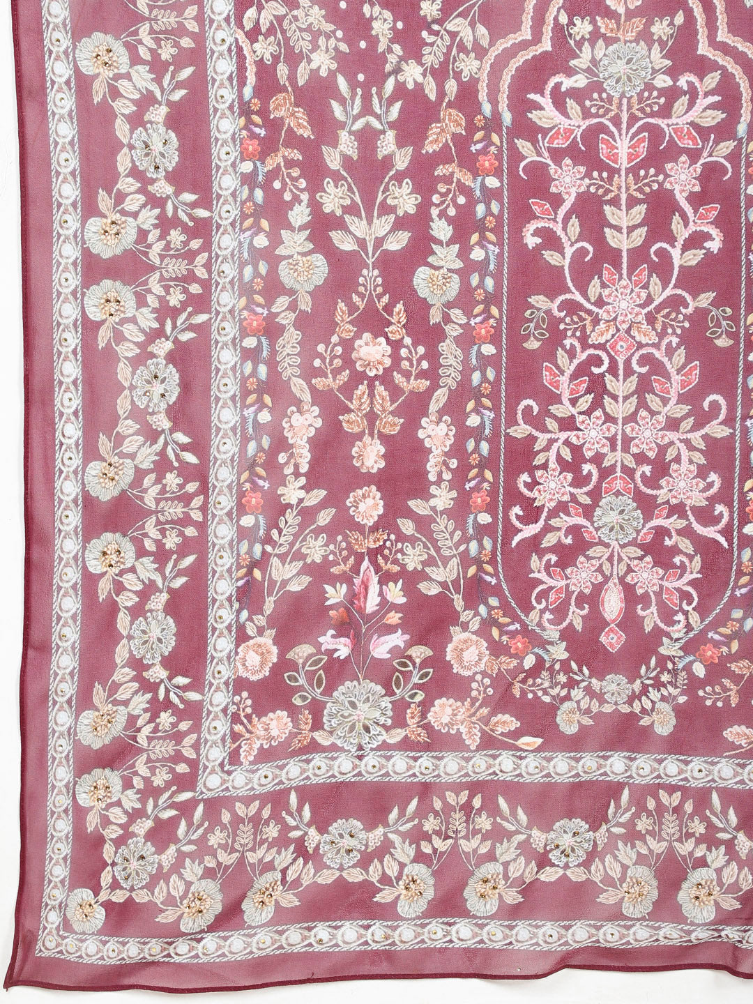 Digital Floral Printed Crepe Kurta With Palazzo &amp; Dupatta