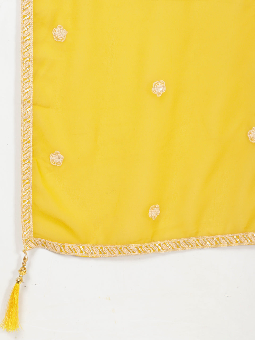 Embroidered Georgette Kurta With Skirt &amp; Dupatta