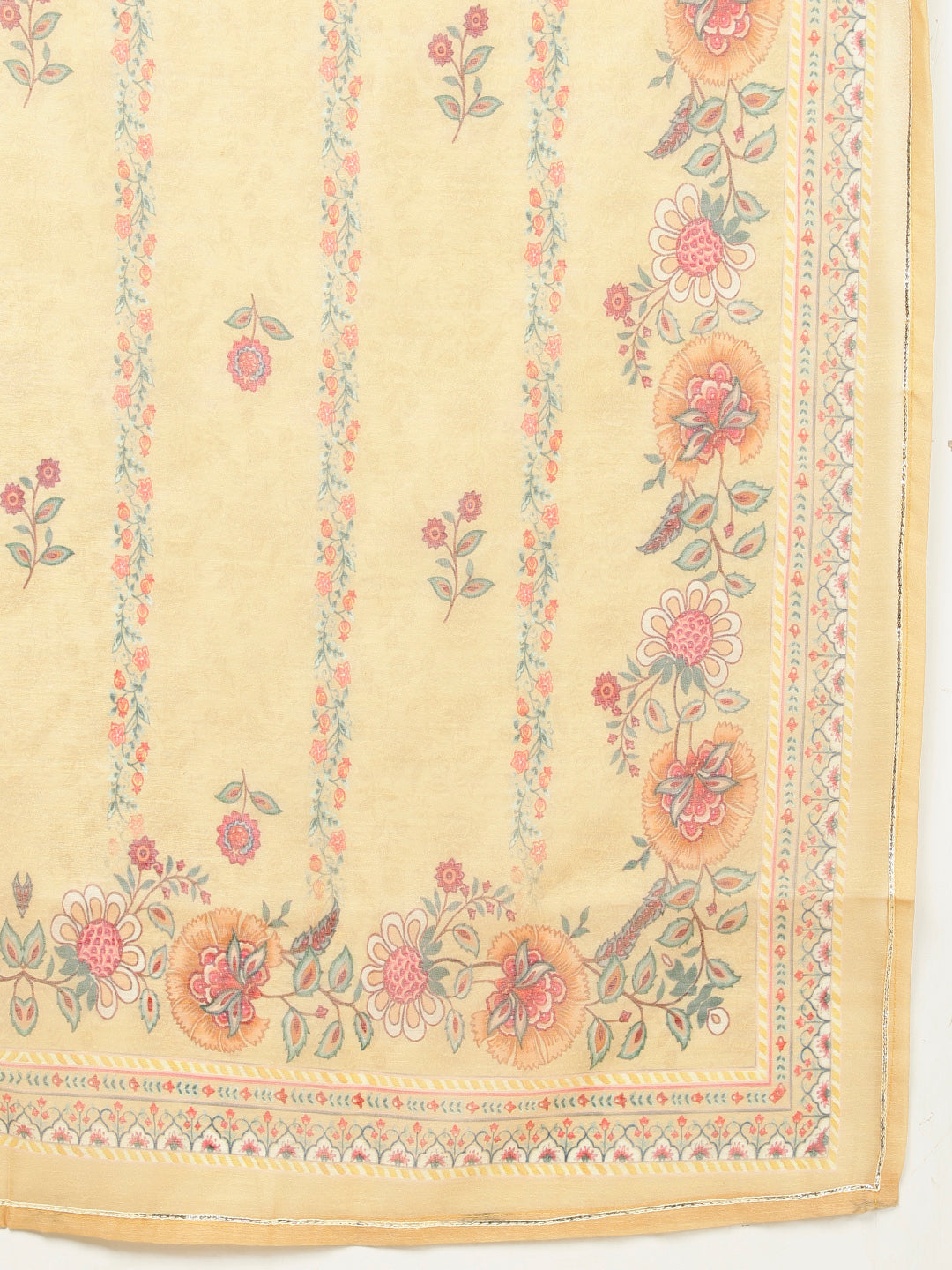 Floral Printed Chanderi Kurta With Pants &amp; Dupatta
