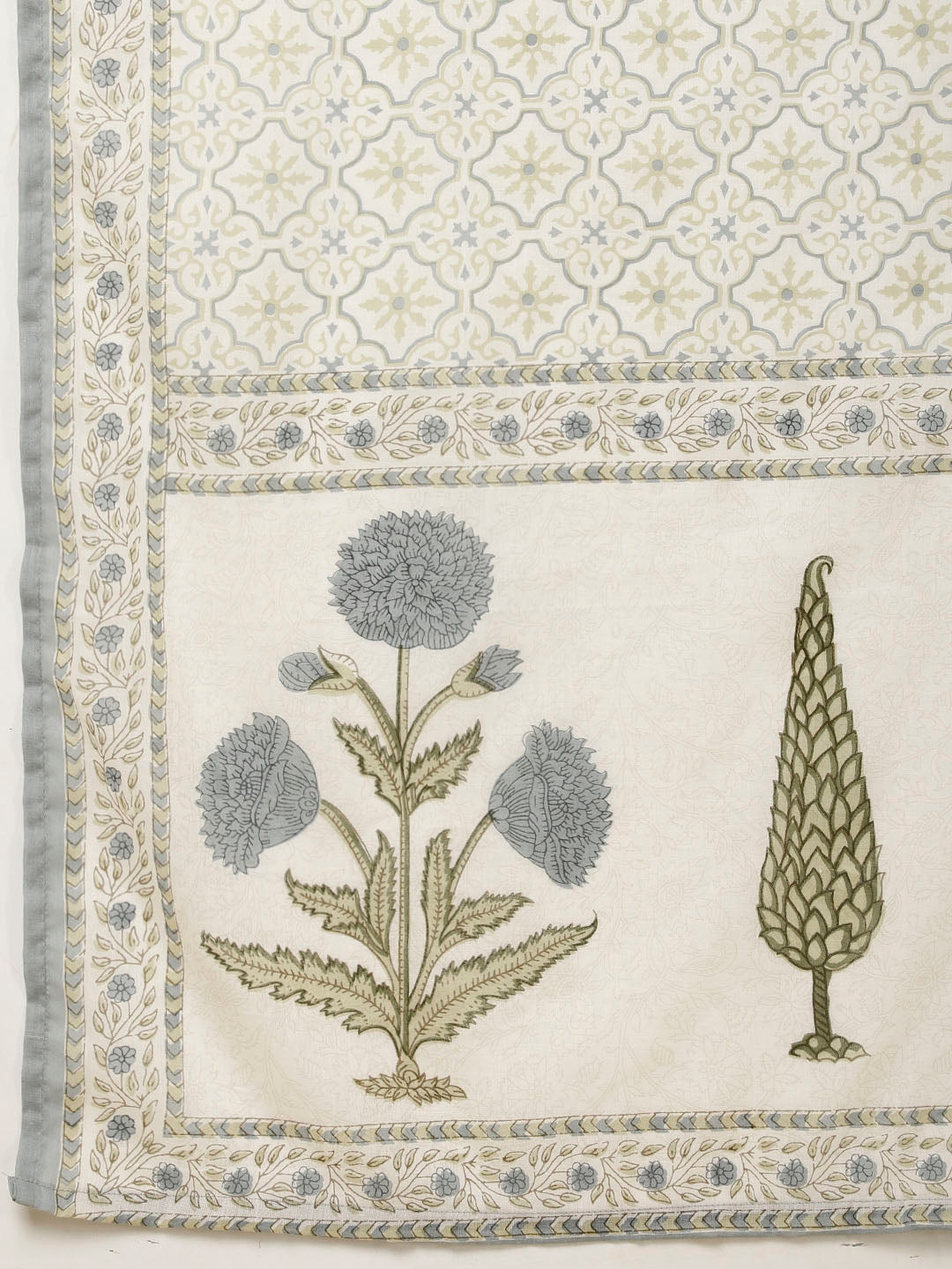 Block Printed Cotton Kurta With Palazzo &amp; Dupatta