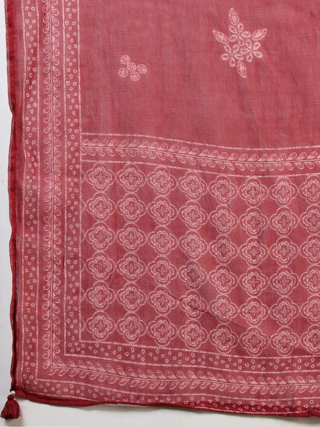 Maroon Cotton Blend Printed Anarkali Suit Set