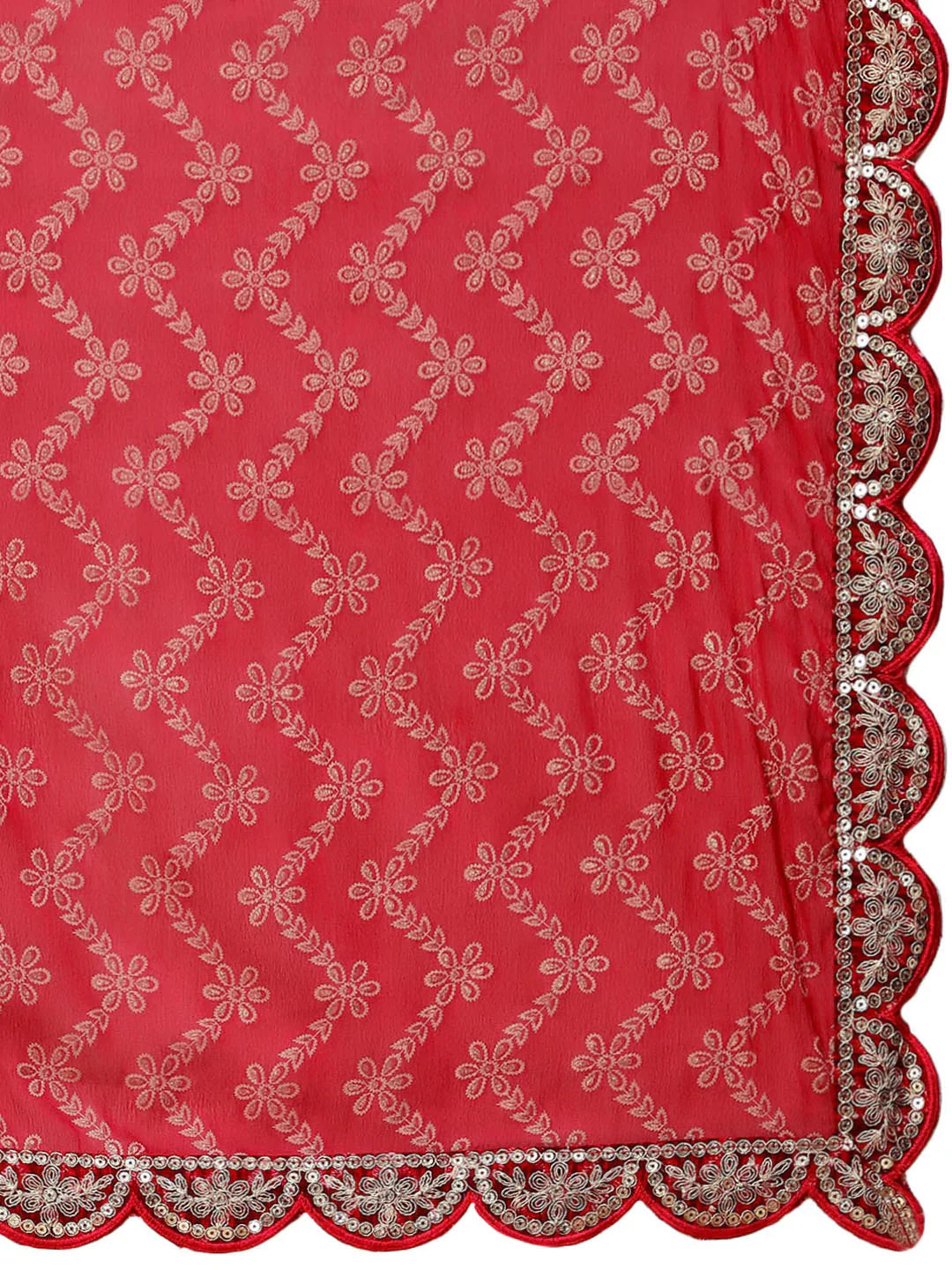 Neck Embroidered Cotton Kurta With Pants &amp; Dupatta