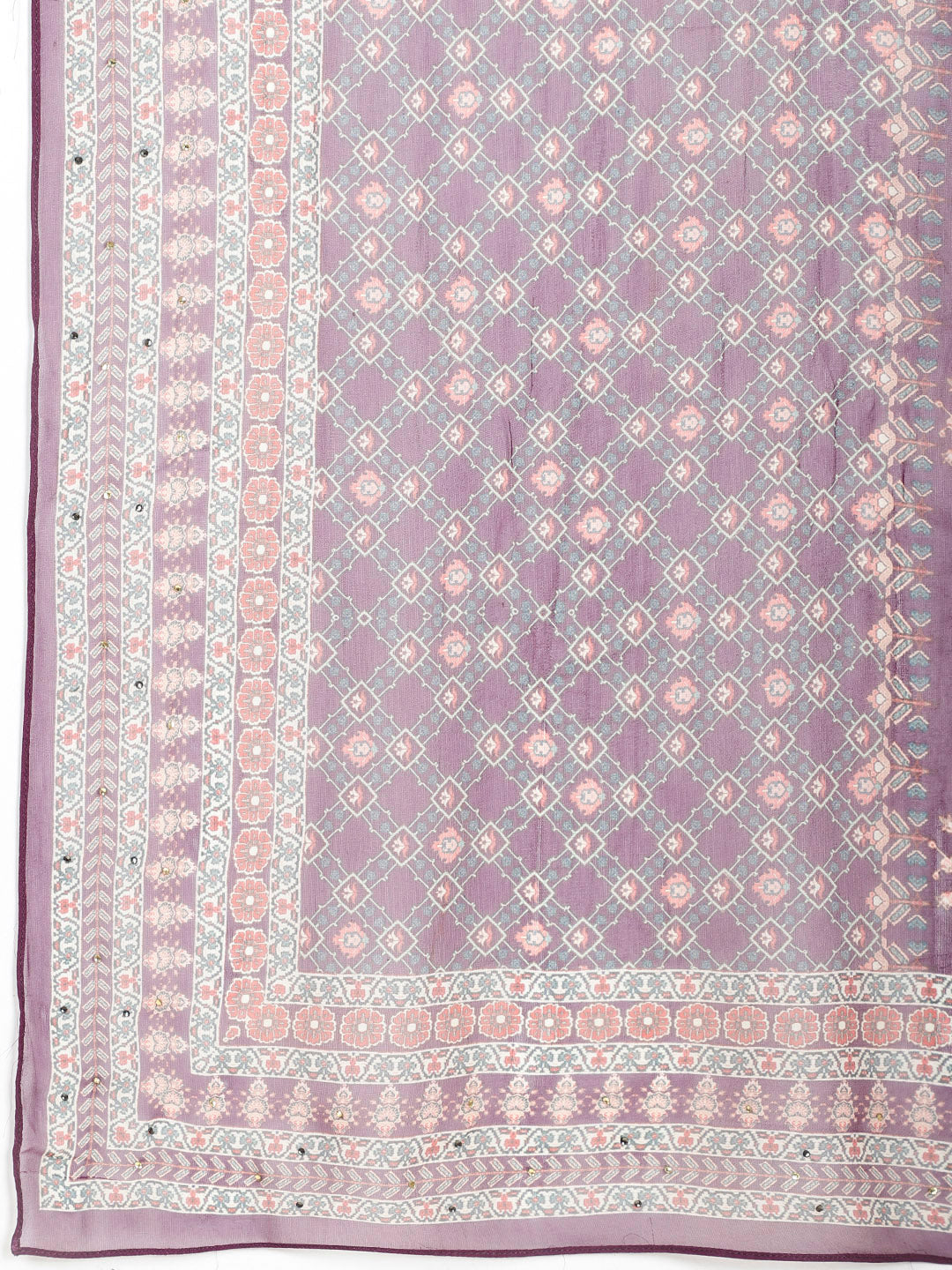 Digital Printed Crepe Kurta With Palazzo &amp; Dupatta