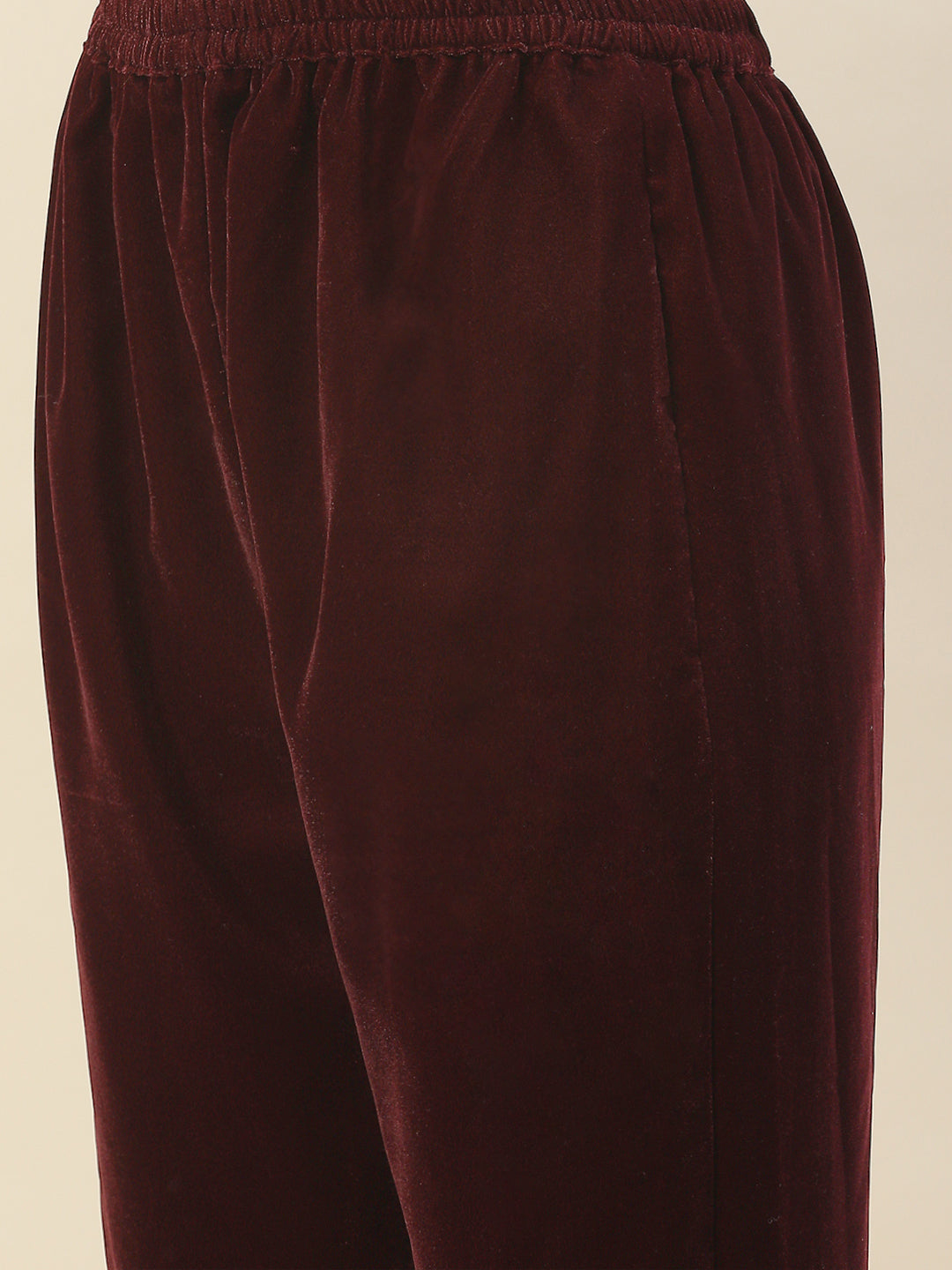 Neck Embroidered Velvet Kurta With Pants