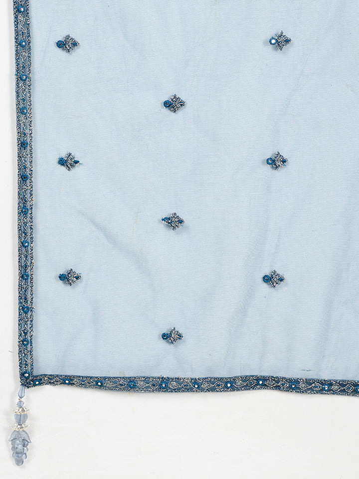 Embroidered Crepe Choli With Lehenga &amp; Dupatta