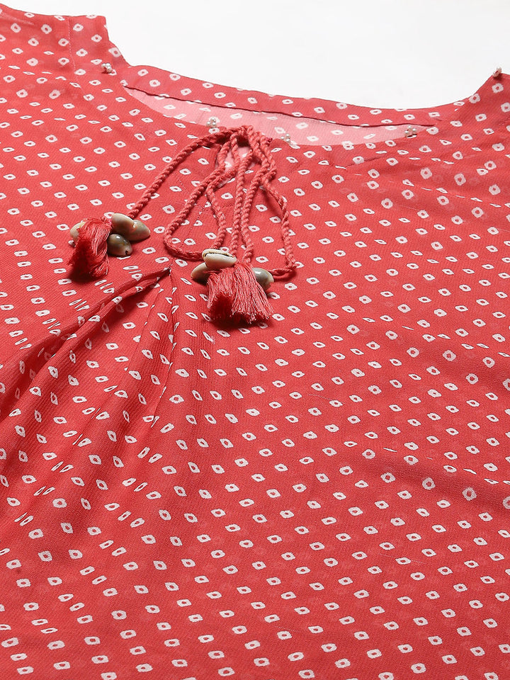 Printed Georgette Kaftan Kurti With Inner