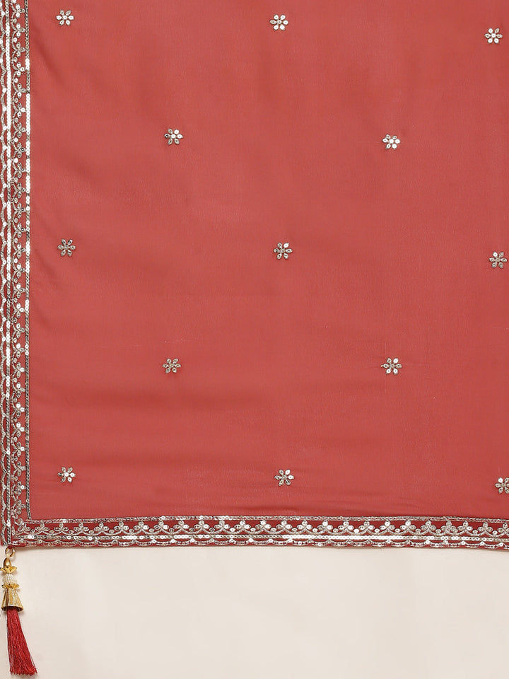 Resham Sequin Booti Georgette Kurta With Dupatta