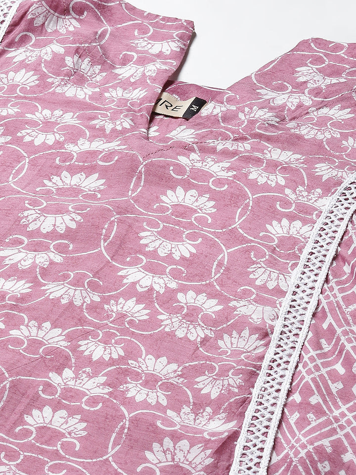 Floral Printed Muslin Kurta