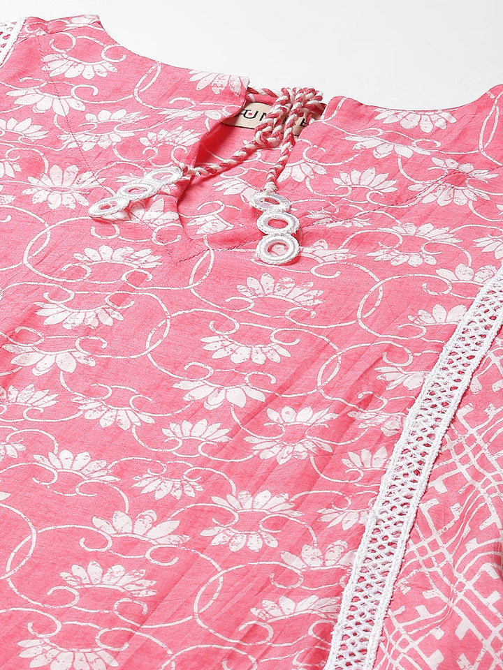 Floral Printed Muslin Kurta